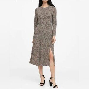 Banana Republic leopard print stretch midi dress, Extra-small, Fit & Flare